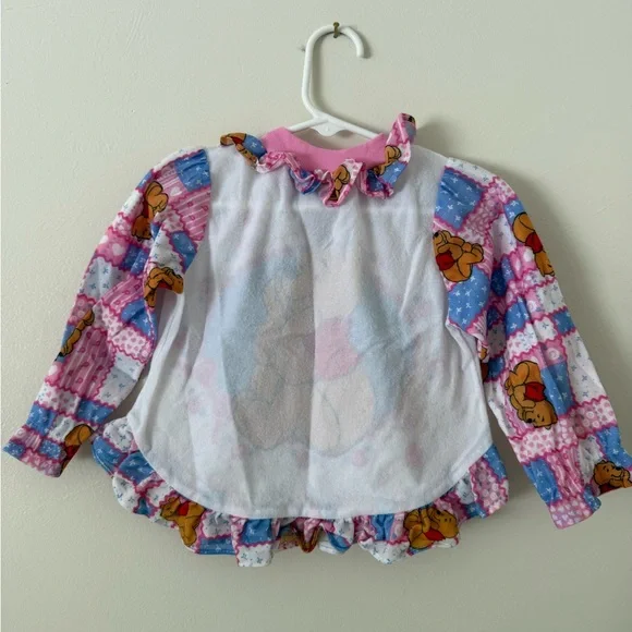 Vintage Disney Girls 4T Winnie The Pooh Kids Pajama Top- RARE patchwork ruffles - Picture 4 of 8